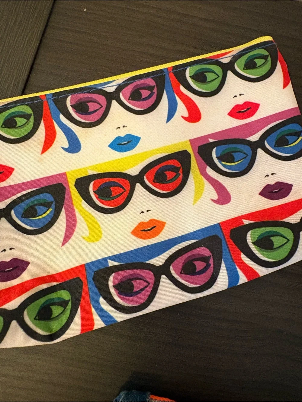 ipsy Multicolor Sunglasses Print, Orange, Denim Cosmetic Pouch Trio